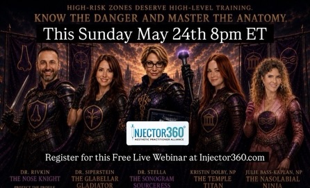 Instagram post by Dr. Stella Desyatnikova: Join us this Sunday on Injector360.com for the last free webinar this season on High Risk Anatomy with Julie Bass-Kaplan NP-BC, Drs Stella, …