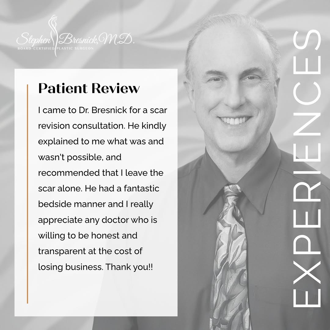 Instagram post by Dr. Stephen Bresnick: Every consultation should be about what's right for the patient, not about selling a procedure. If you want clear, thoughtful guidance about…
