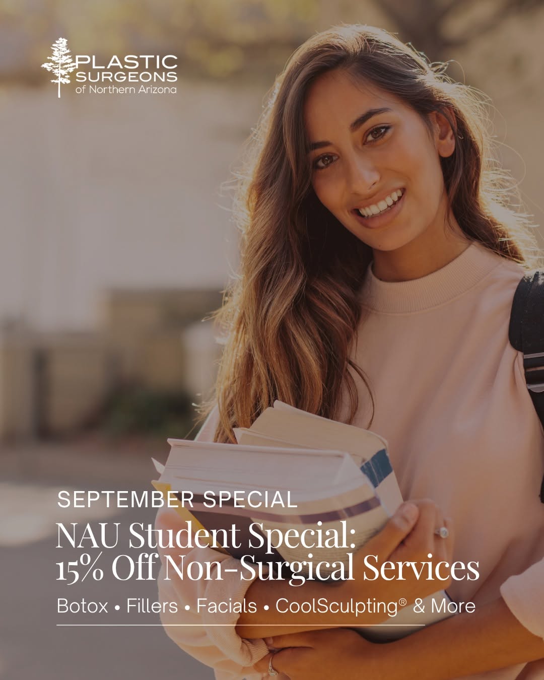 Instagram post by Dr. Stephen F. Lex: 💙💛 NAU students, give your skin a post-summer refresh! ✨ After months of Arizona sunshine, September is a great time to refocus on your sk…