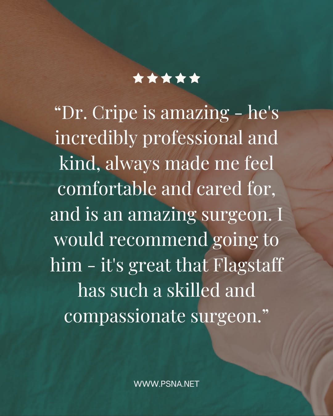 Instagram post by Dr. Stephen F. Lex: ⭐️ Skilled hands and compassionate care can make all the difference in a patient’s experience. We’re grateful to hear how Dr. Brian Cripe’s …