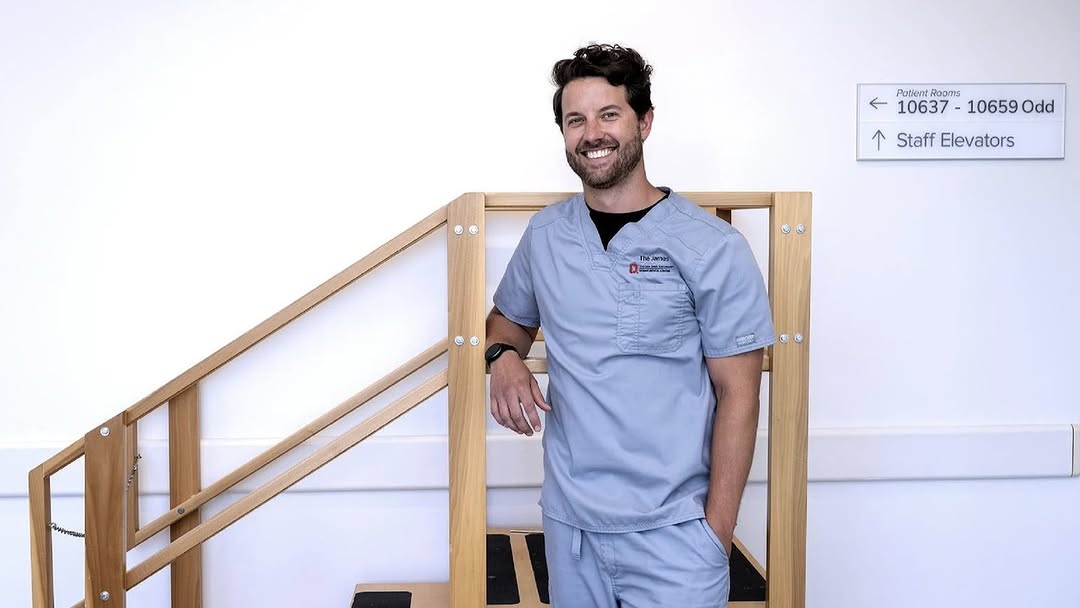 Instagram post by Dr. Stephen Nogan: Grant started as an aide for the Rehabilitation department while attending physical therapy school. Three years later, he became a hematolog…