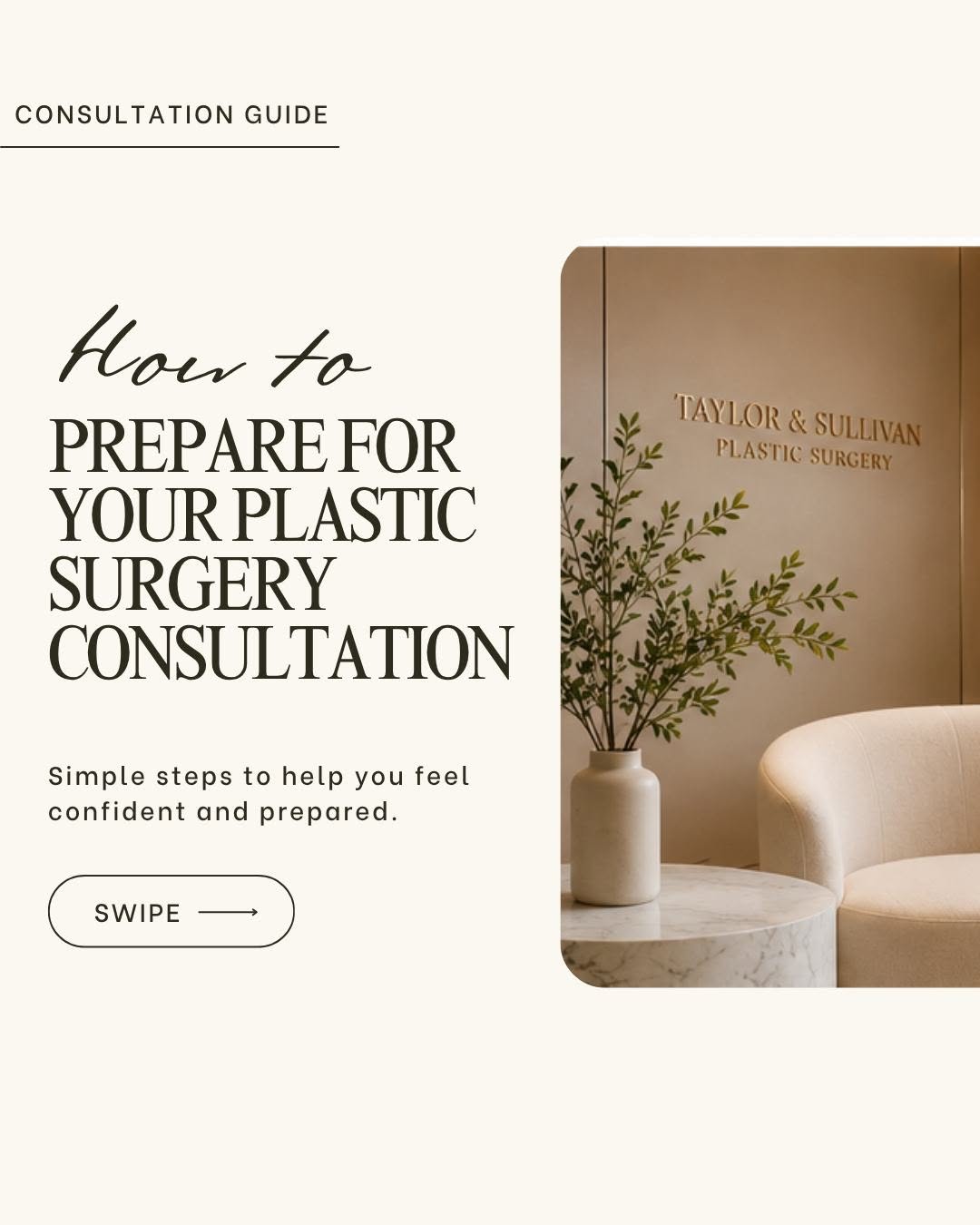 Instagram post by Dr. Stephen R. Sullivan: Your plastic surgery consultation is the first step in your journey—and you don’t have to have everything figured out before you walk throug…