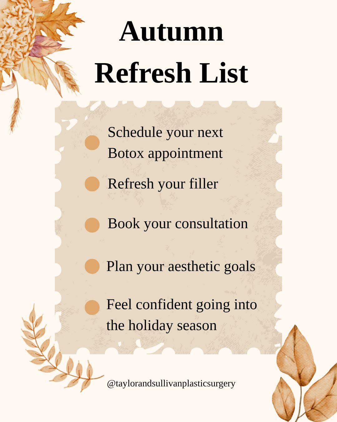Instagram post by Dr. Stephen R. Sullivan: 🍂 Your autumn refresh starts here! 🍂 A new season is the perfect time to check in on your aesthetic goals, refresh your routine, and feel …