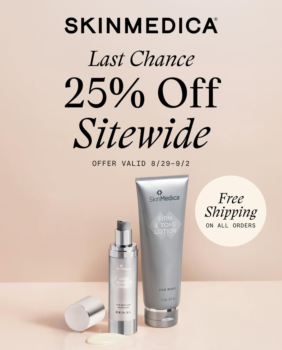 Instagram post by Dr. Stephen V. Laborde: Shop using the link in bio to receive 25% off Skin Medica- offer valid 8/29-9/2