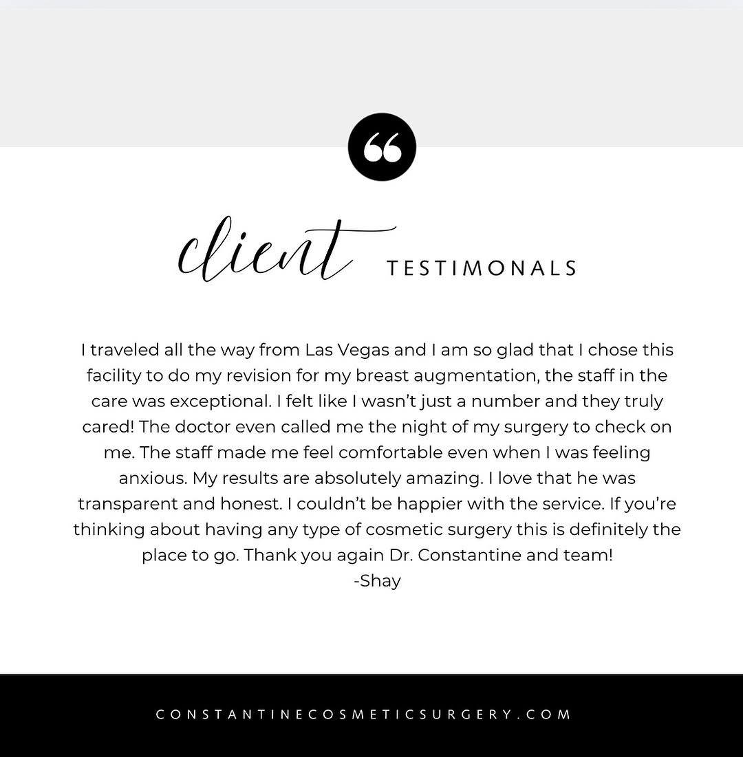 Instagram post by Dr. Steven Constantine, DO: We’re honored to provide care that goes beyond results — where every patient feels truly seen, supported, and confident. Thank you, Shay, fo…