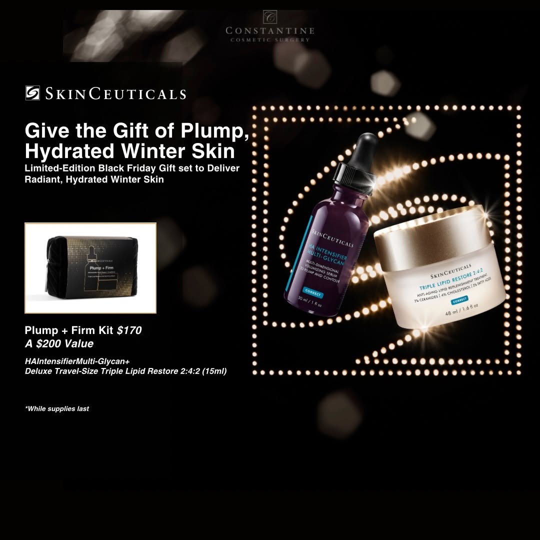 Instagram post by Dr. Steven Constantine, DO: Give the gift of a hydrated glow with this gift set. Pairs great with a Hydrafacial gift card. Available in office while supplies last. #tri…