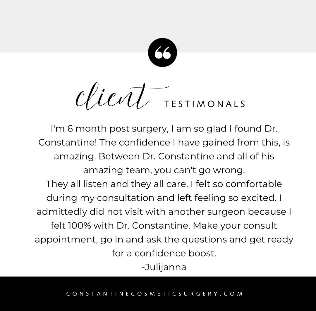 Instagram post by Dr. Steven Constantine, DO: It is always an honor to provide exceptional care to our patients and give them their confidence back.