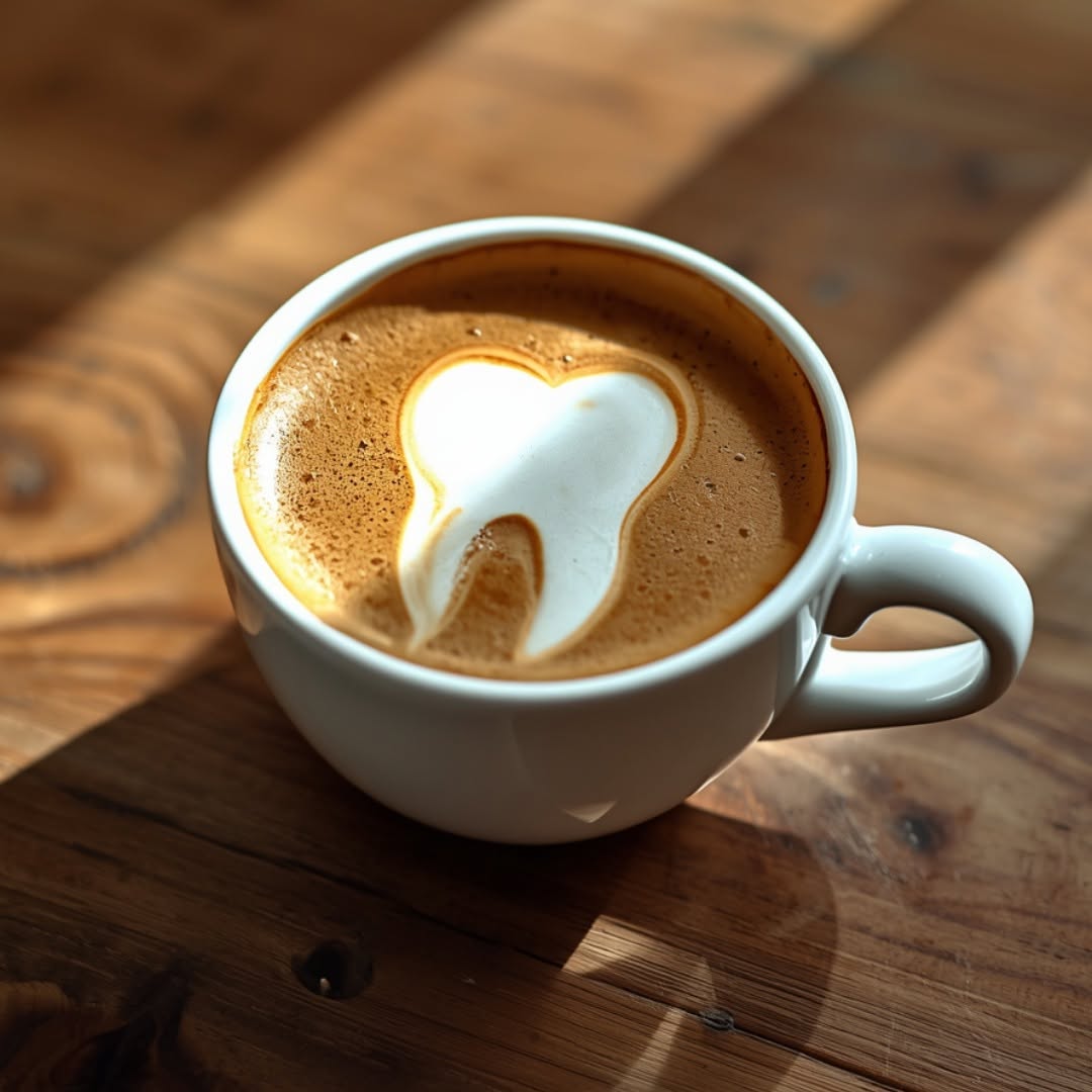 Instagram post by Dr. Steven D. Alaniz: Happy National Coffee Day! ☕ If your morning doesn’t officially start until that first sip, we get it. Coffee can leave behind surface stain…