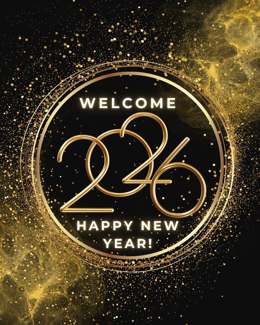 Instagram post by Dr. Steven Hacker: Happy New Year! Wishing you a year filled with good health, happiness, and success. Cheers to new beginnings! May the New Year bring you joy…