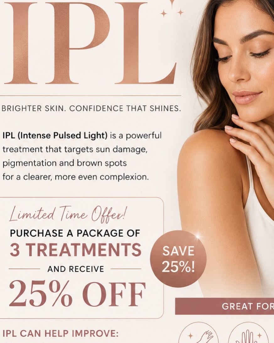 Instagram post by Dr. Steven L. Greene: ✨IPL SPECIAL ✨ Ready to say goodbye to SUN DAMAGE - BROWN SPOTS - UNEVEN TONE? IPL Photofacial helps reveal brighter, clearer, more even-loo…