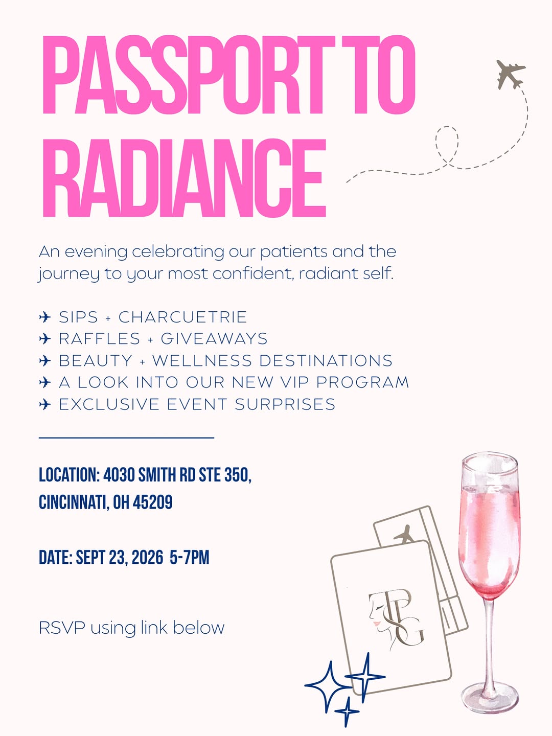 Instagram post by Dr. Steven L. Robinson: ✨ You’re Invited: Passport to Radiance! ✨ We’re celebrating YOU! Join us for an evening dedicated to our amazing patients and your journey t…