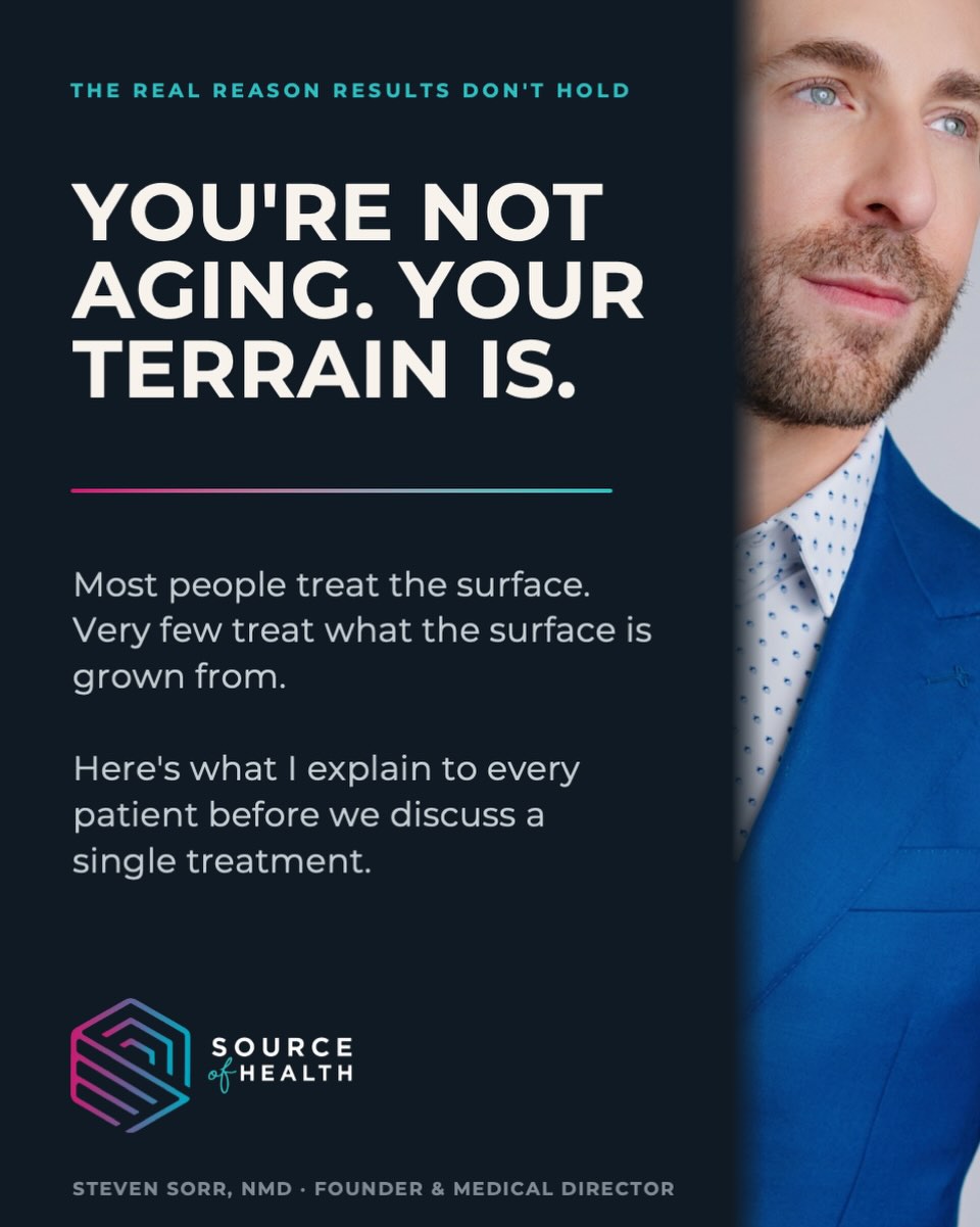 Instagram post by Dr. Steven Sorr, N: Healthy skin starts with healthy terrain. Inflammation, hormonal signaling, nutrient availability, metabolic flexibility, and recovery capac…