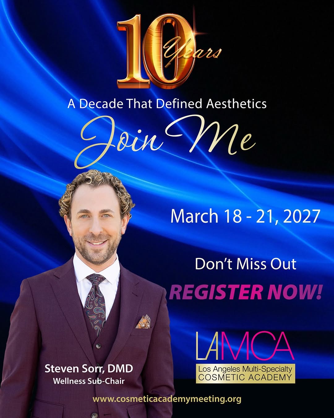 Instagram post by Dr. Steven Sorr, N: We’re excited to welcome Steven Sorr, NMD as the Wellness Subchair for LA-MCA 2027, leading the conversation around functional medicine and …