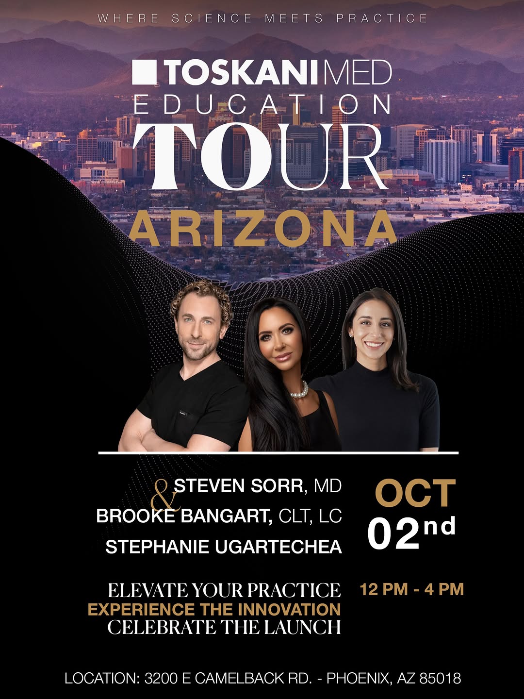Instagram post by Dr. Steven Sorr, N: Arizona, where science meets practice. ✨ The ToskaniMED Education Tour is coming to Phoenix! Join Steven Sorr, MD, Brooke Bangart, CLT, LC, …