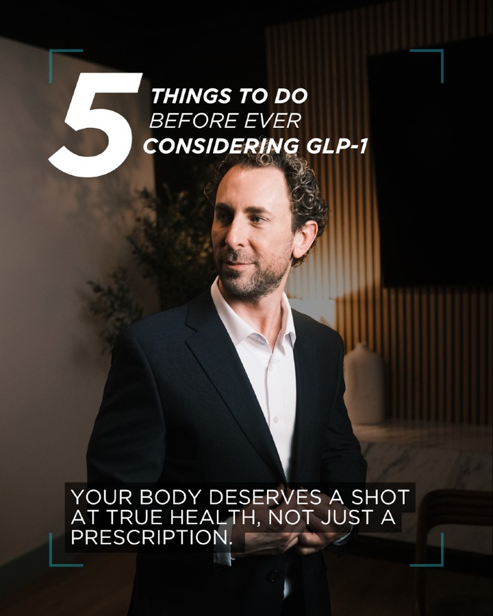 Instagram post by Dr. Steven Sorr, N: Before you ask for a GLP-1, ask yourself what’s happening underneath the surface. GLP-1s are everywhere right now, but medication should not…