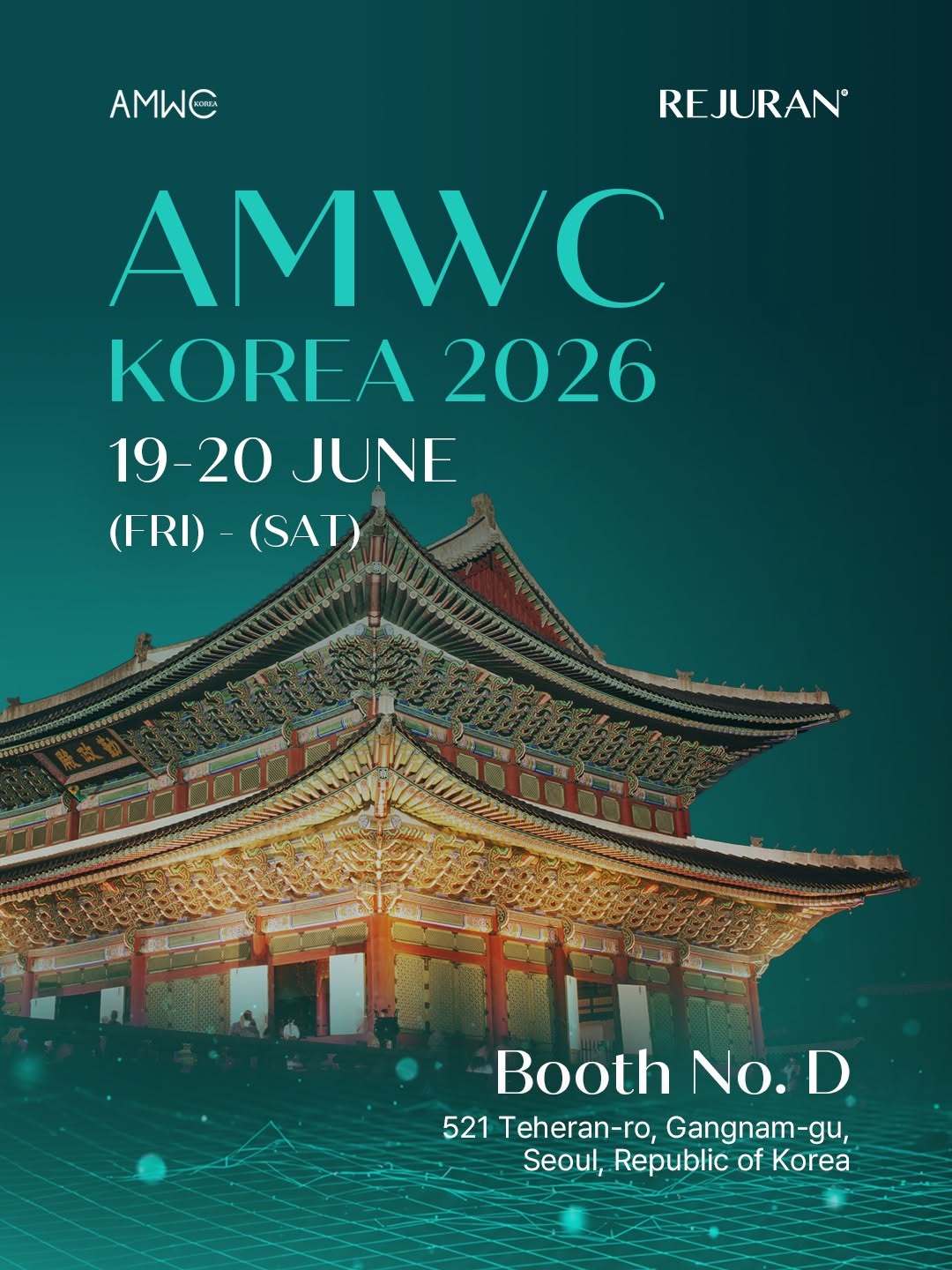 Instagram post by Dr. Suneel Chilukuri: REJURAN at AMWC Korea 2026 Discover the latest clinical perspectives on skin quality and polynucleotide-based approaches with REJURAN at AMW…