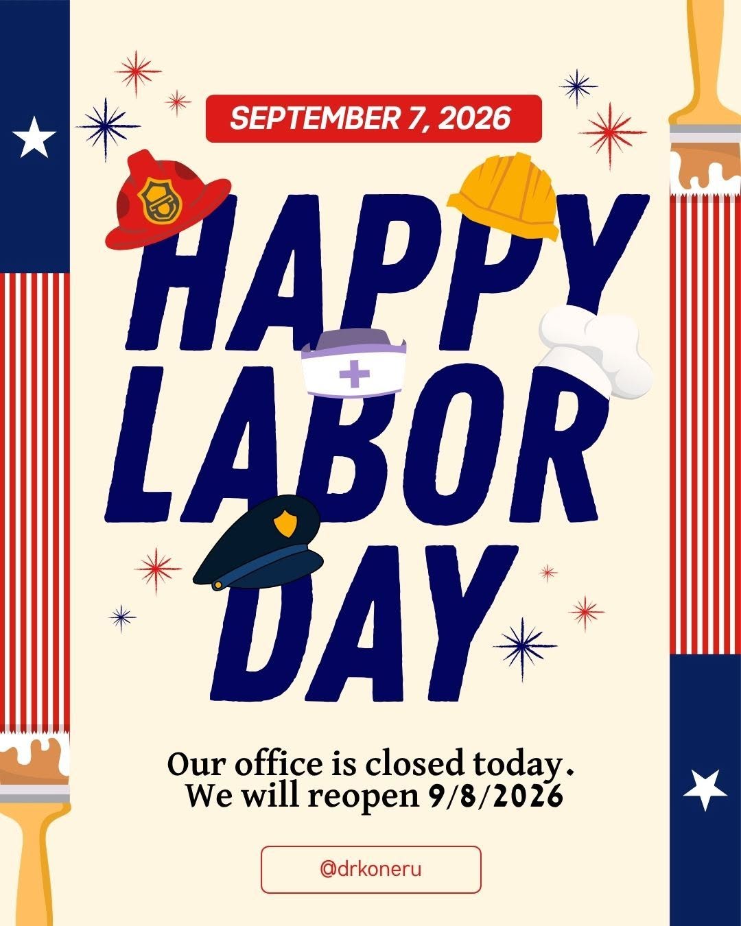 Instagram post by Dr. Suresh Koneru: 👨🏽🚒🥼🧑🏾⚕️ Happy Labor Day from Advanced Concepts in Plastic Surgery! 👮🏼♀️👨🏽🔧👨🏿✈️ Today, we’re taking a moment to celebrate …