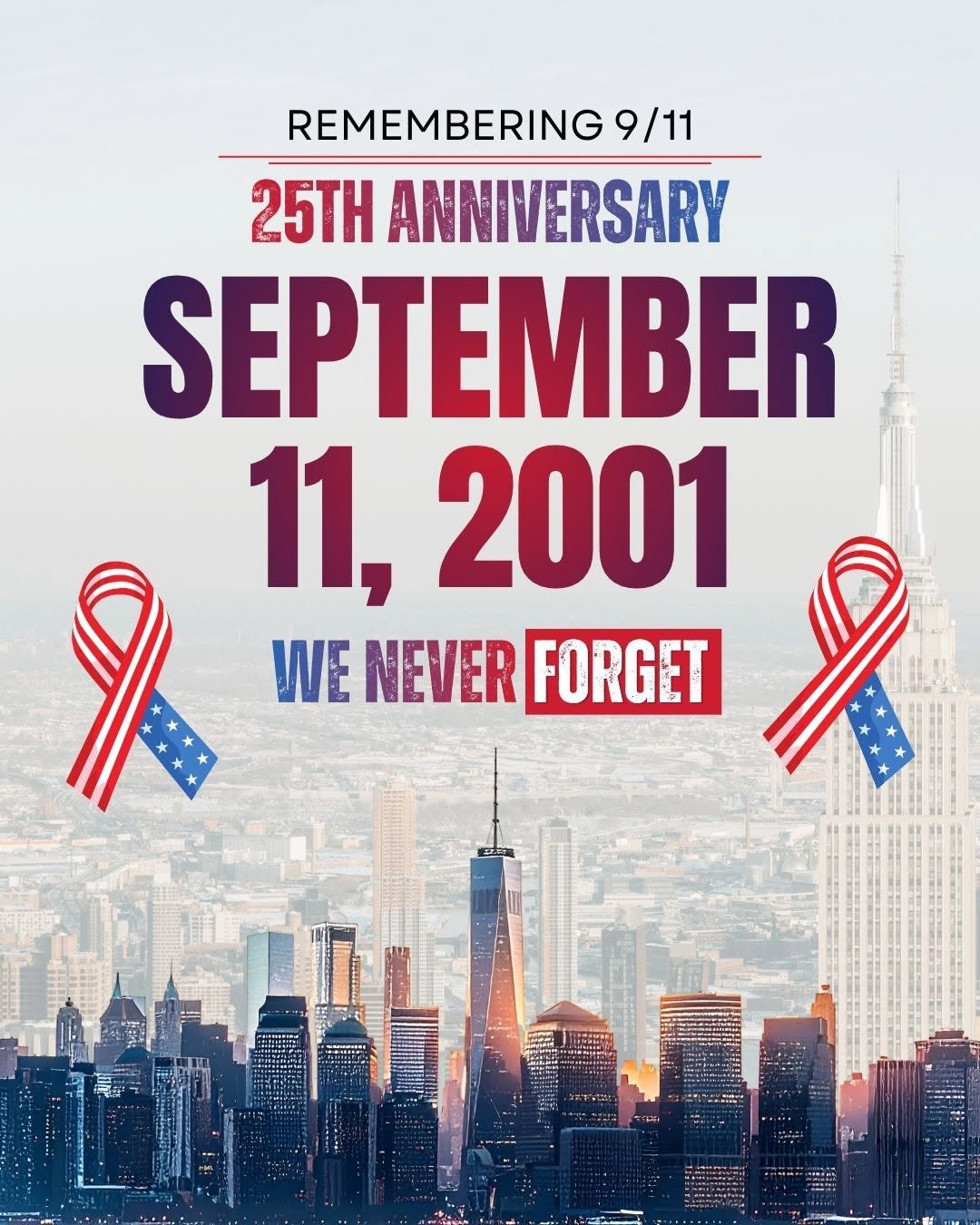 Instagram post by Dr. Suresh Koneru: We Remember. We Honor. We Will Never Forget. On September 11, 2001, our nation experienced an unimaginable tragedy that changed our country …