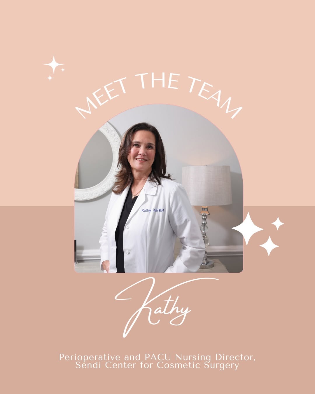 Instagram post by Dr. Susan Buenaventura: Meet Kathy, our Perioperative and PACU Nursing Director at the Sendi Surgery Center! 💙 With a passion for patient care and years of clinica…