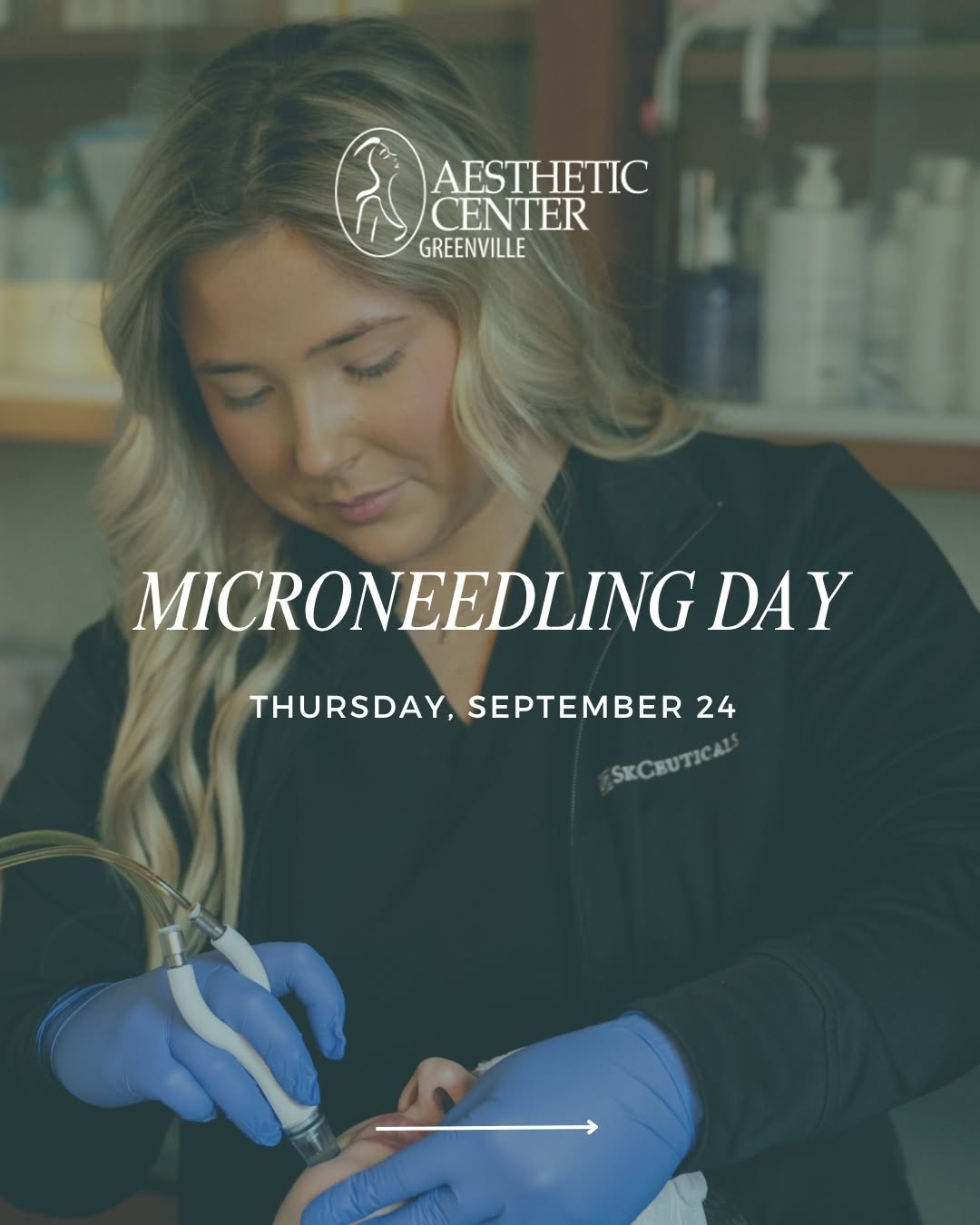 Instagram post by Dr. Sutton Graham II: Microneedling Day is happening on Thursday, September 24th! ✨ We're pairing microneedling with SkinCeuticals P-TIOX for skin that looks refr…