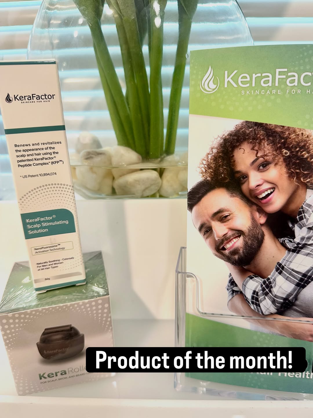 Instagram post by Dr. Sylvie Khorenian: August is #hairlossawareness month and also the beginning of seasonal hair shedding.#Kerafactor offers both in office and at home hair loss …