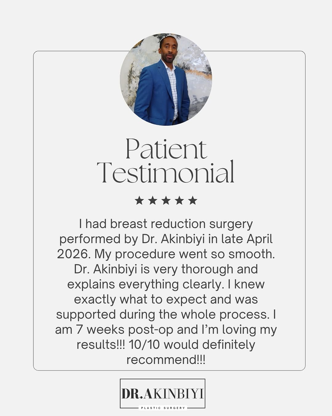 Instagram post by Dr. Takintope Akinbiyi: A breast reduction isn’t just about changing your look, it’s about comfort, confidence, and feeling supported every step of the way. Clear c…