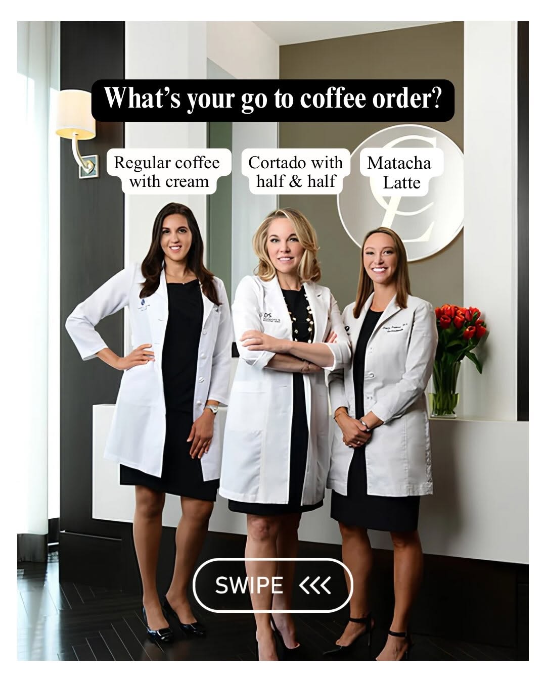 Instagram post by Dr. Tania Peters: Get to know your favorite aesthetic derm docs 🤗 #dermlife #boardcertifieddermatologist #adayinmylife🌸 #skindoctor #skingoals