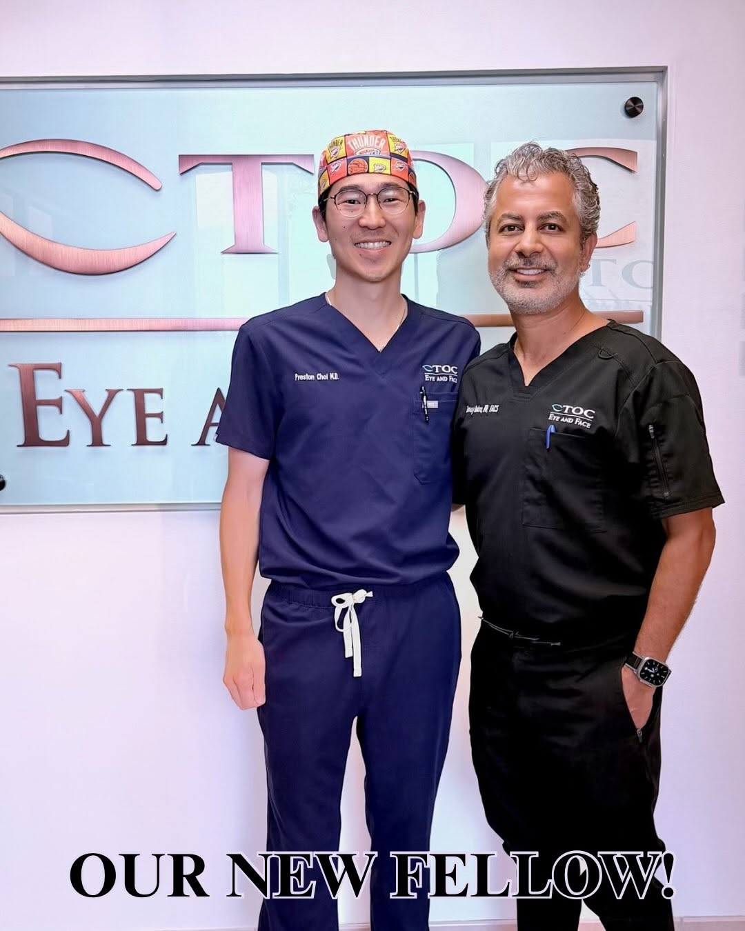 Instagram post by Dr. Tanuj Nakra: 🎉 Please give a warm welcome to Dr. Choi as he begins his combined 2 year ASOPRS & AACS fellowship with us at TOC Eye and Face & UT Austin …