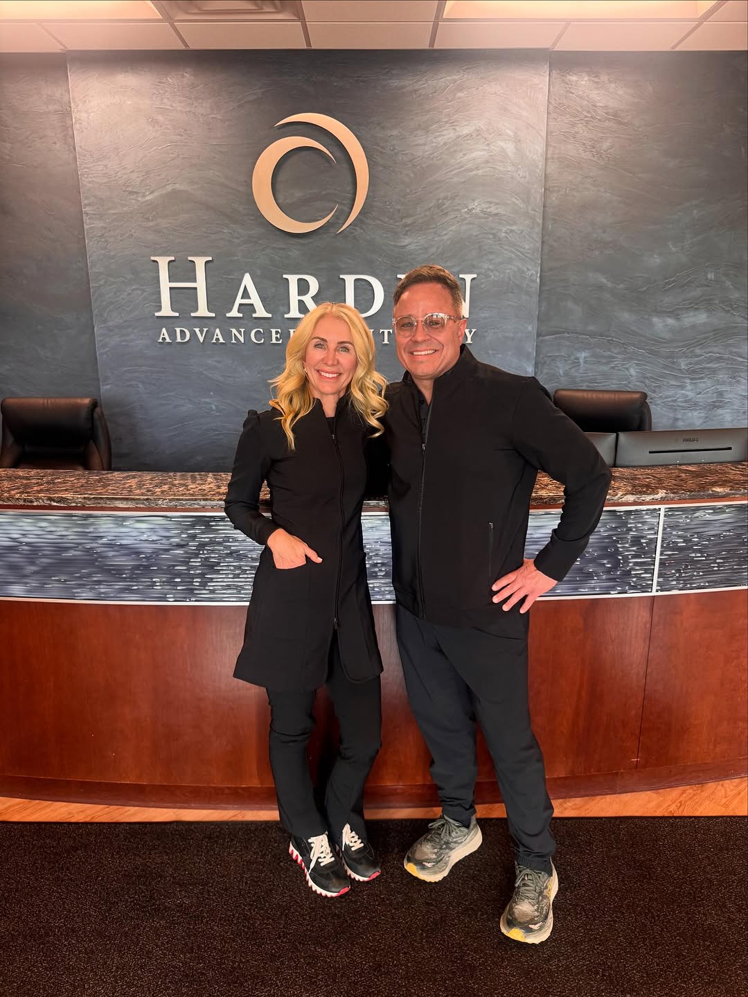 Instagram post by Dr. Tara Hardin, DDS: Thank you to @jbarbercollection for styling me and my periodontist. Ready to bring some style to dentistry!
