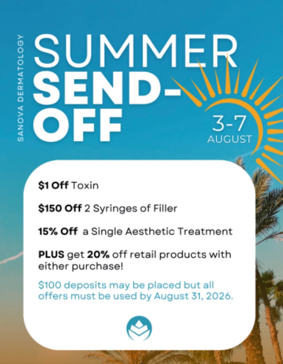 Instagram post by Dr. Ted Lain: 🌞 Summer send-off Cosmetic Event 🌞 Give summer the perfect send-off with exclusive savings on your favorite cosmetic treatments! Whether y…
