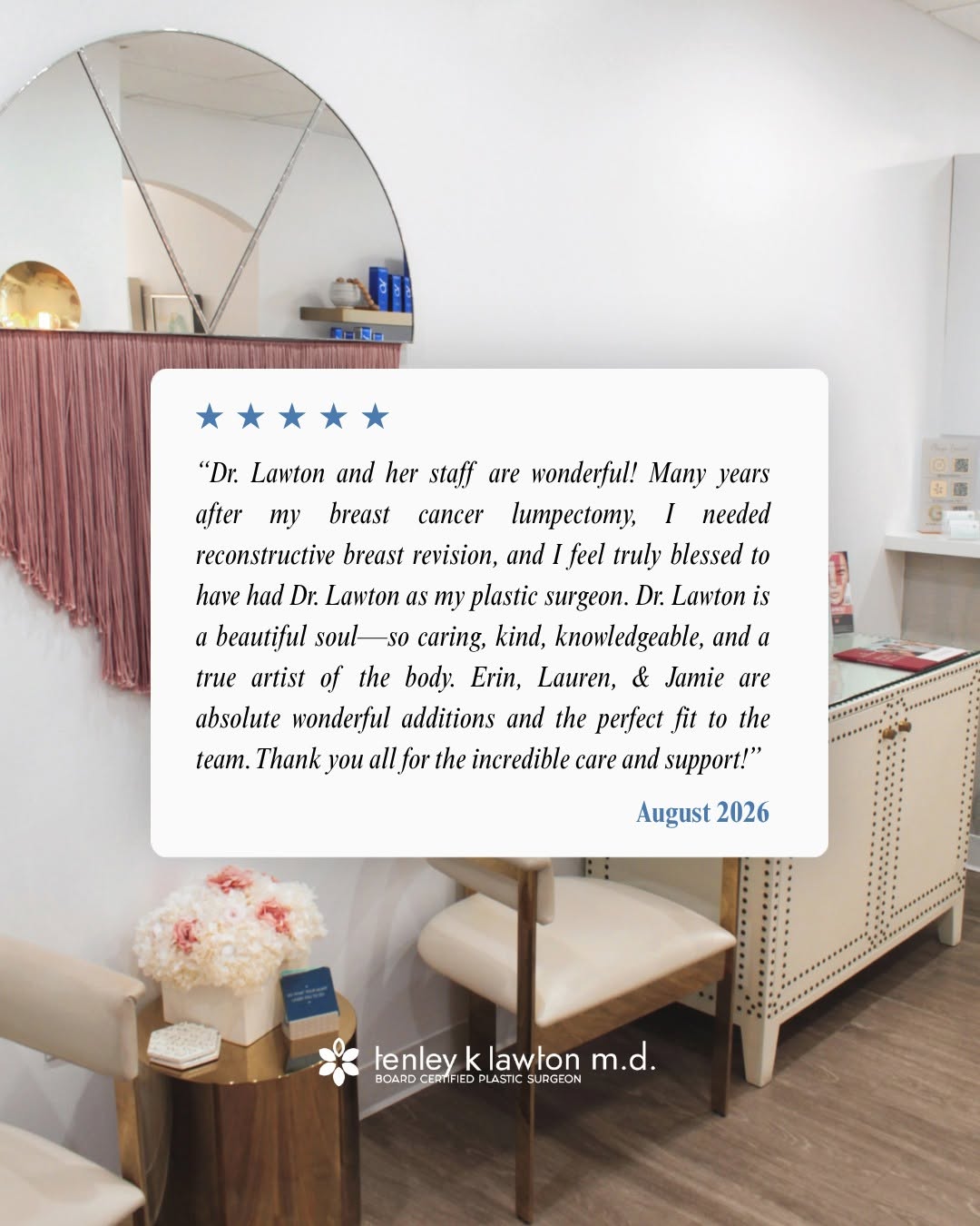 Instagram post by Dr. Tenley Lawton: Thank you for trusting us 🤍 We’re incredibly grateful to see happy patient results! It is our job to care for our patients through every st…