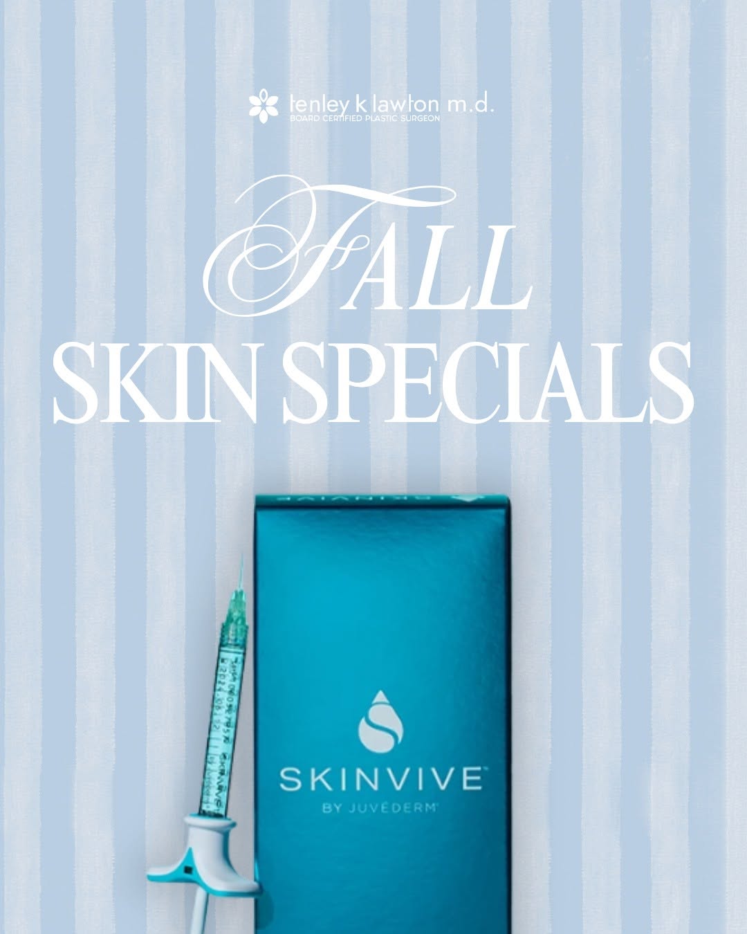 Instagram post by Dr. Tenley Lawton: Treat your skin to a refresh this fall season 💫 Special treatment deals include: 💉 Glowtox: Get $100 off your Botox treatment when you com…