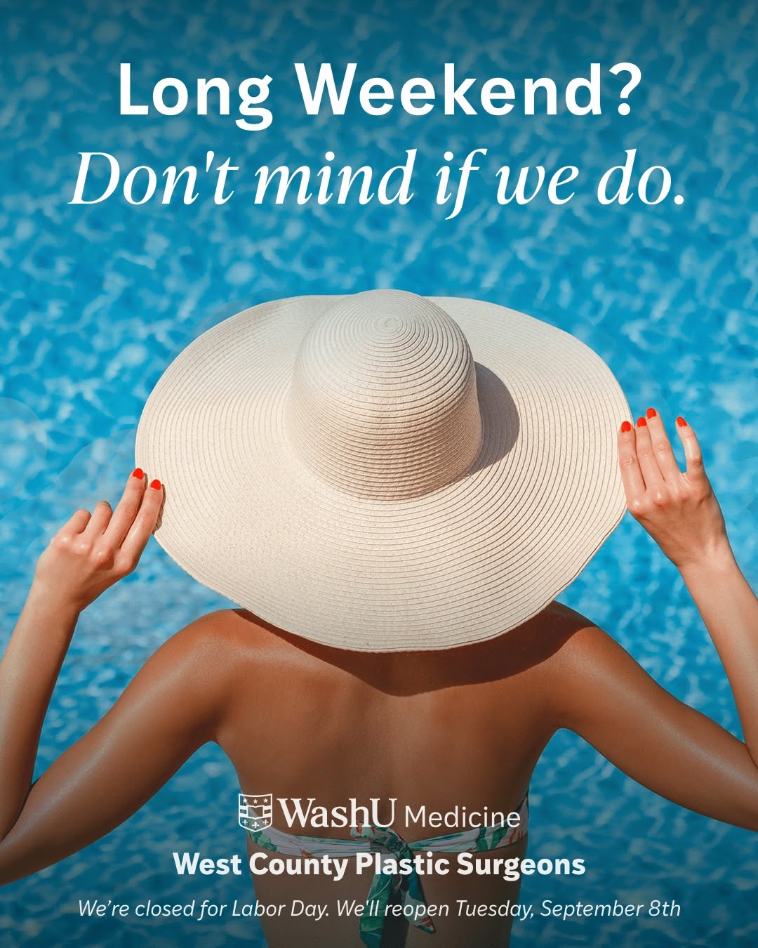Instagram post by Dr. Terence Michael Myckatyn: Happy Labor Day! We’re closed today, enjoying the long weekend with you. Wishing you a relaxing day off, and we’ll be back and ready to see …