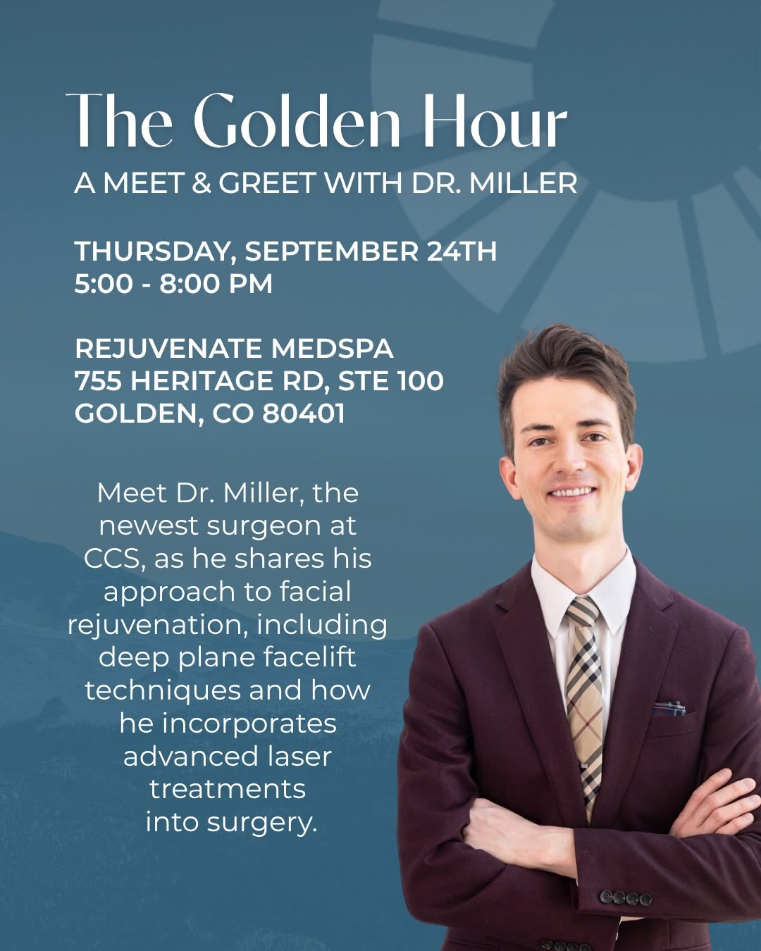 Instagram post by Dr. Teresa C. Cunningham: Have you RSVP’d for The Golden Hour yet? ✨ We’re counting down to an evening celebrating every side of facial rejuvenation. Meet Dr. Matthew…