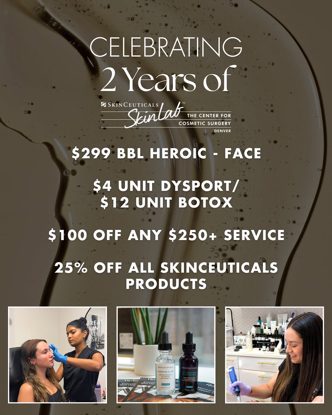 Instagram post by Dr. Teresa C. Cunningham: It’s officially our anniversary week! We’re celebrating TWO years of SkinCeuticals SkinLab Denver with some of our best savings of the year,…