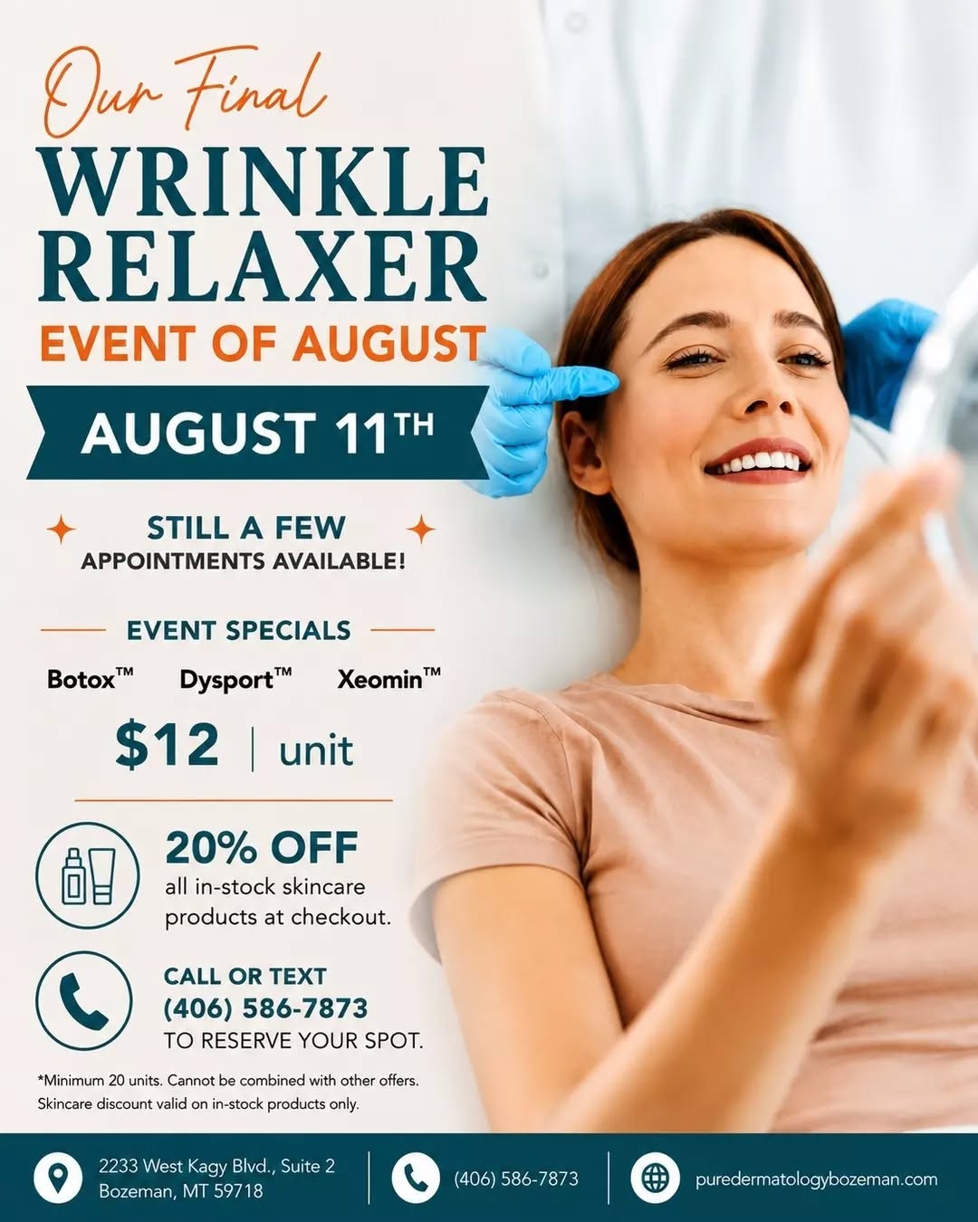 Instagram post by Dr. Teresa Mann: We have a few spots available for tomorrow's Wrinkle Relaxer Tuesday - August 11th. If you've been thinking about refreshing your look, now …