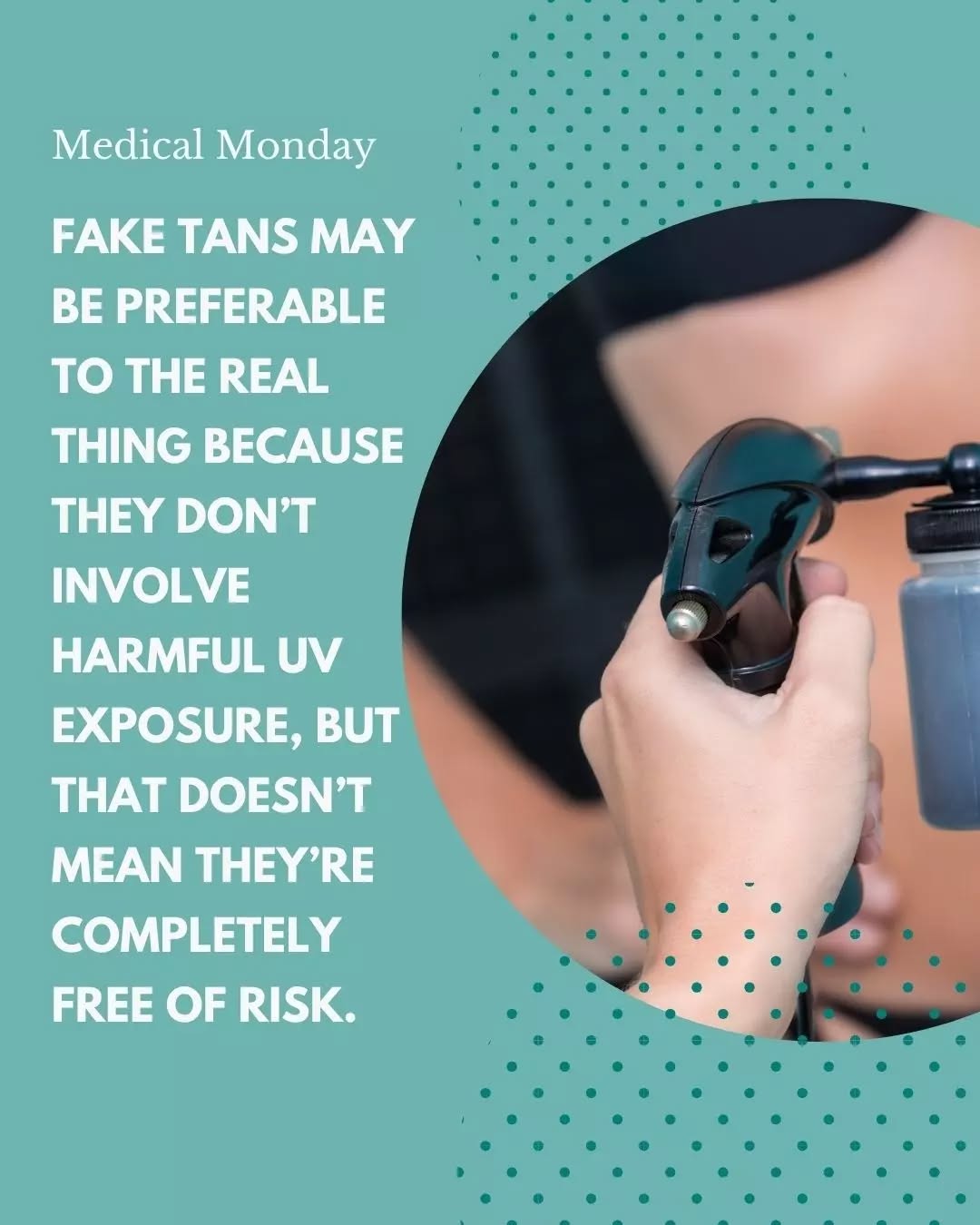 Instagram post by Dr. Teresa Mann: Want that sun-kissed glow without actually baking in the sun? 🙋♀️☀️ Spray tans and self-tanners can give you the color you’re craving—with…