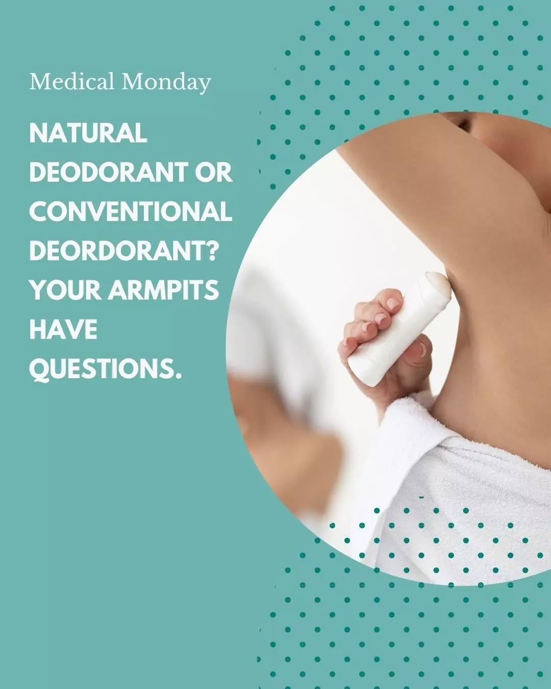 Instagram post by Dr. Teresa Mann: Natural deodorant or conventional? Your armpits have questions. “Natural” sounds healthier—but is it actually better for your skin? Natural …