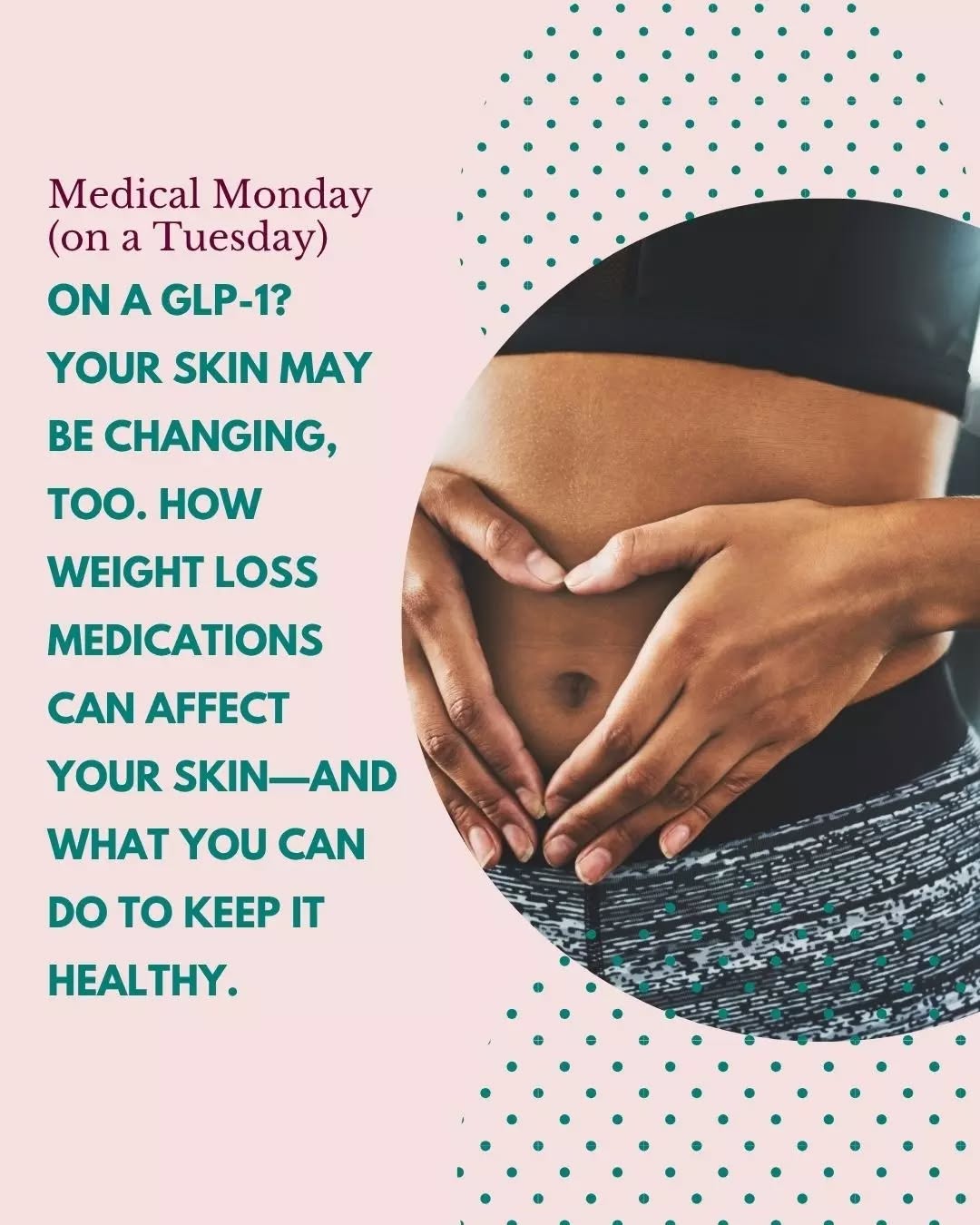 Instagram post by Dr. Teresa Mann: ✨ Losing weight with a GLP-1? Your skin may be along for the ride, too. Medications like Ozempic®, Wegovy® and Zepbound® can lead to signifi…