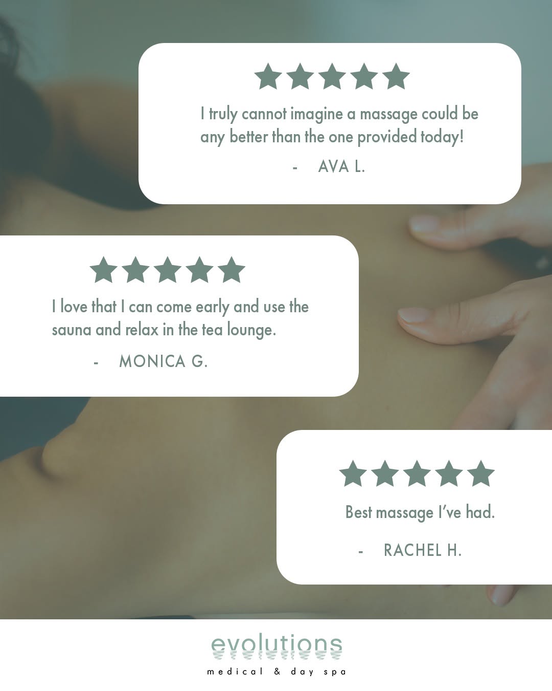 Instagram post by Dr. Terry J. Perkins: Don’t just take our word for it, our clients agree that Evolutions Day Spa has the most relaxing massage in town! From expert medical treatm…