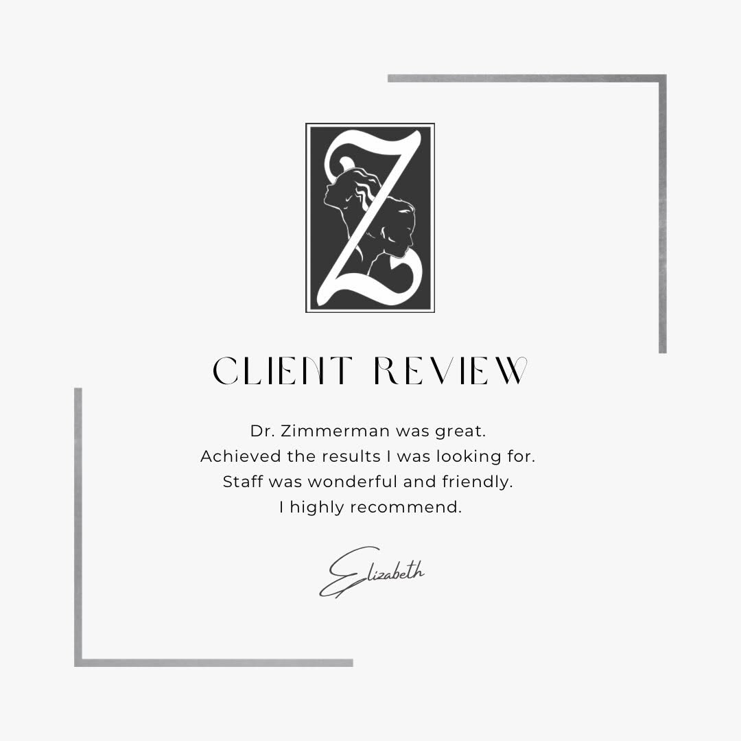 Instagram post by Dr. Terry Zimmerman: There’s nothing better than hearing how happy a patient is with her results. 🤍✨ Our goal is always to help you feel confident, refreshed, a…