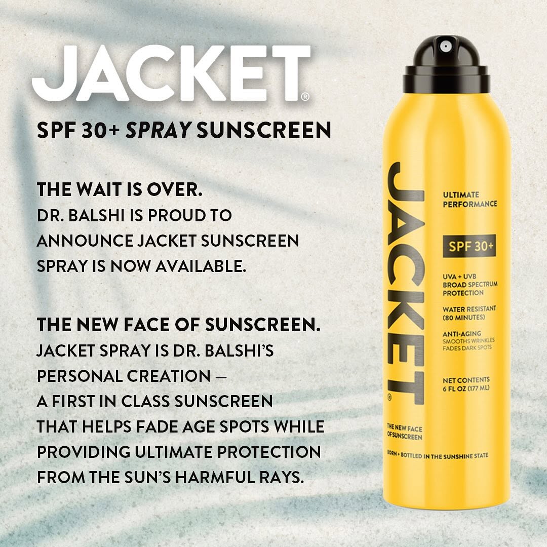 Instagram post by Dr. Thomas Balshi: Get covered this summer with Jacket ☀️🌊 #sunscreen #delraybeachfl #bestsunscreen #reversesundamage #fadeagespots #summer https://www.jacket…
