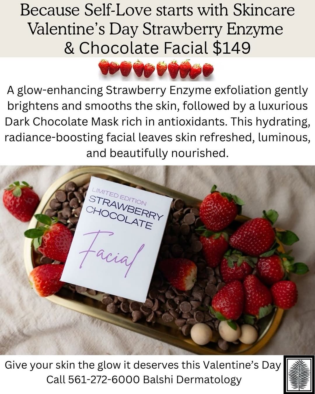 Instagram post by Dr. Thomas Balshi: 💕Love is in the skin. Treat yourself to our Valentine’s Day Facial during the month of February. Glowing skin is always in style💕