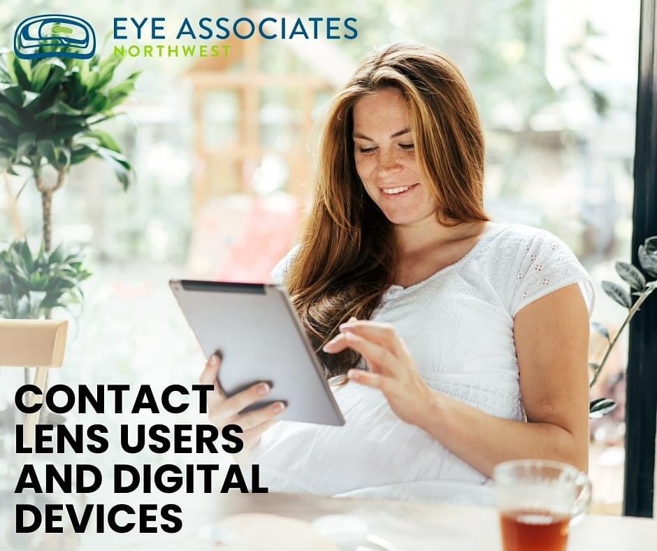 Instagram post by Dr. Thomas Copperman: 👀 Are you a contact lens wearer glued to your digital devices? 📱💻 You’re not alone! But prolonged screen time can lead to dry eyes. Here …