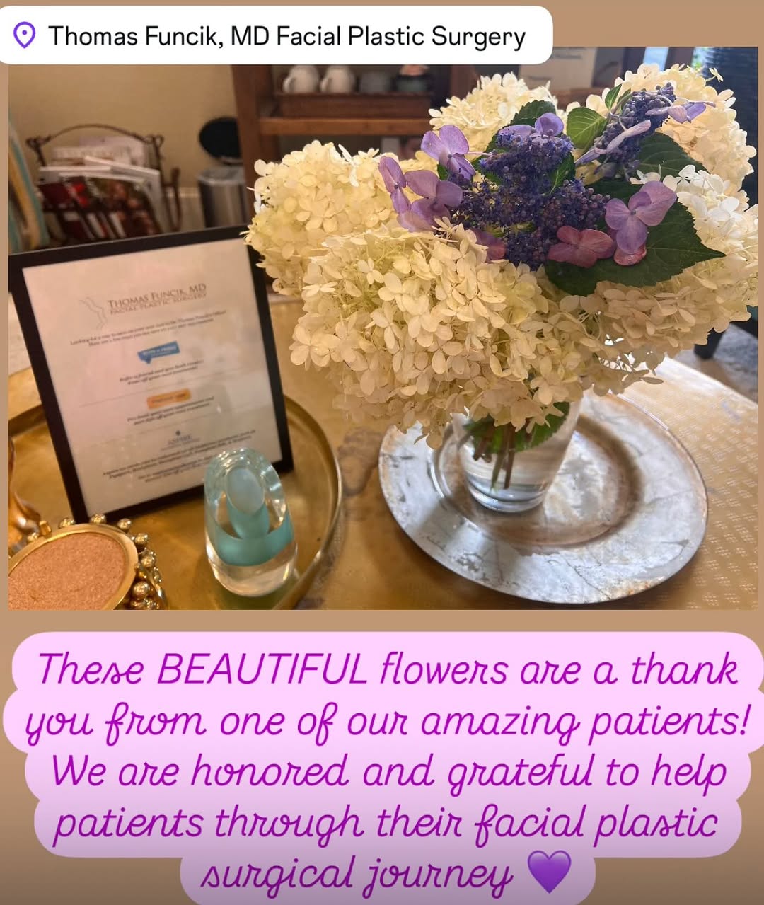 Instagram post by Dr. Thomas Funcik: At Thomas Funcik Facial Plastic Surgery we care about each of our patients as if they were family! While no gifts or extra thank yous are ne…