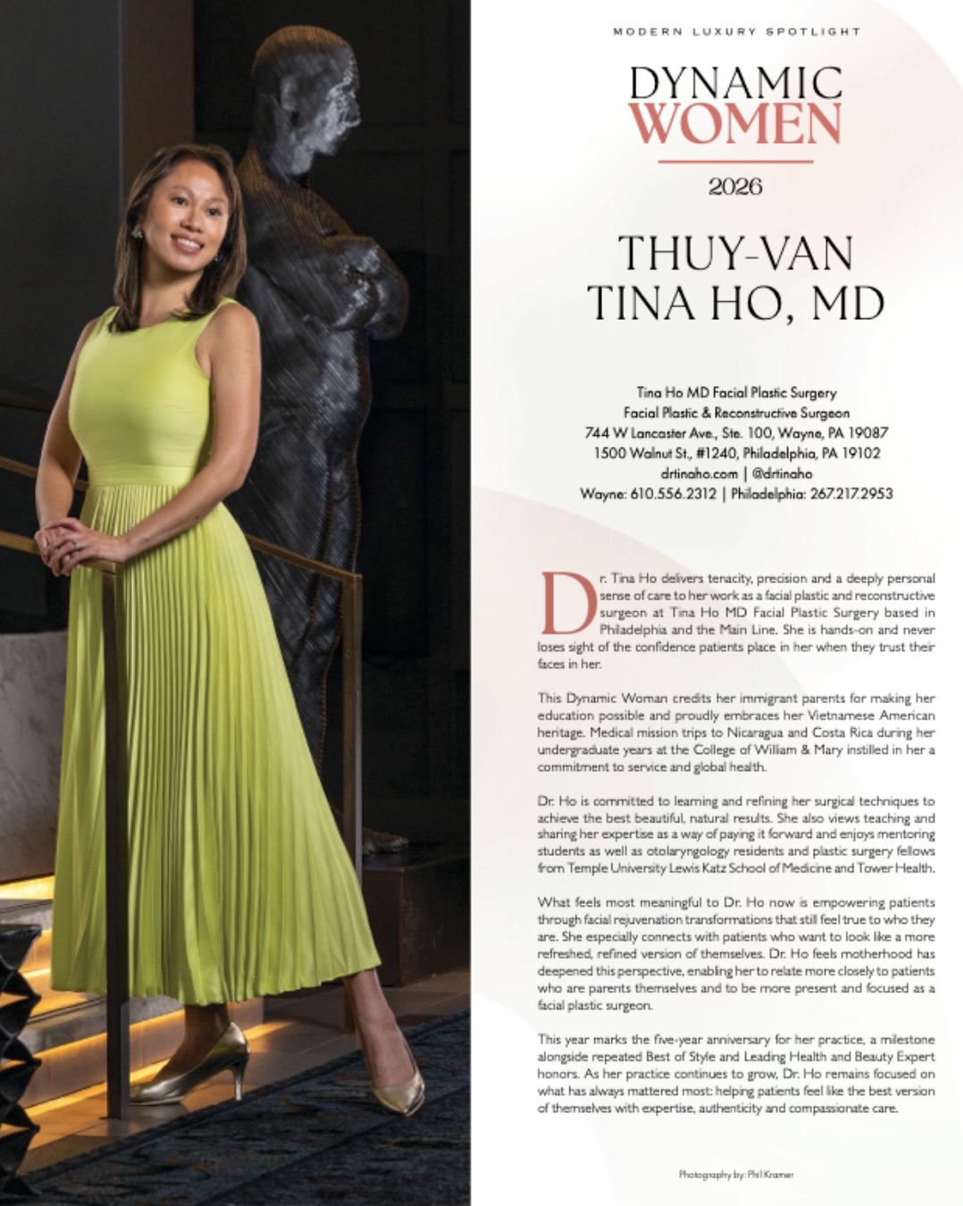 Instagram post by Dr. Thuy-Van Tina Ho: Philadelphia Style Dynamic Woman 2026 Honored to be featured in this year’s Dynamic Women issue of Philadelphia Style Magazine. Please check…