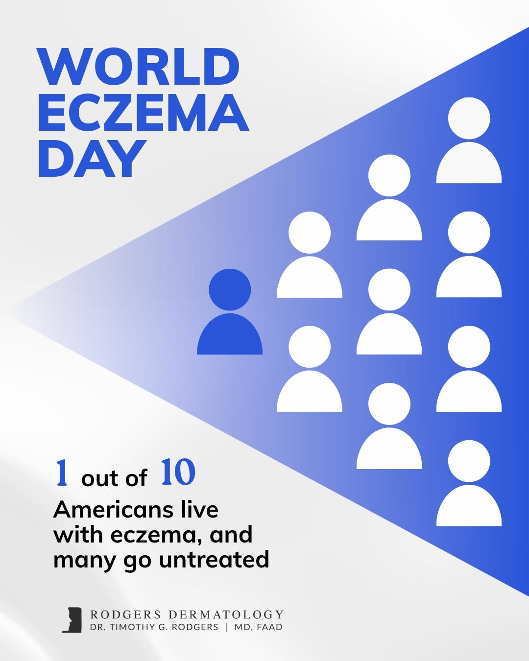 Instagram post by Dr. Timothy G. Rodgers: Today is World Eczema Day, a fitting moment to talk about a condition that shows up more often than most people realize. Nationally, an esti…