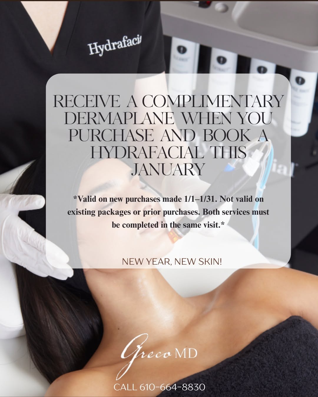 Instagram post by Dr. Timothy M. Greco: New year, new skin ✨ Instant glow, deep hydration, and refreshed skin -- step into the new year with a @hydrafacial, because your skin deser…