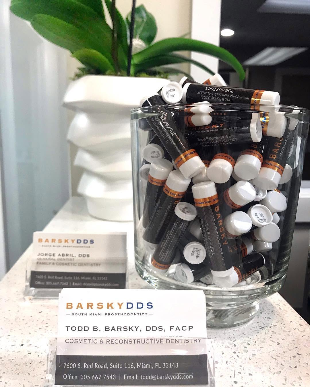 Instagram post by Dr. Todd B. Barsky, DDS: We love spoiling our patients with goodies! βΊοΈπThese custom made signature lip balms are created with our patients in mind.β¨ What better waβ¦