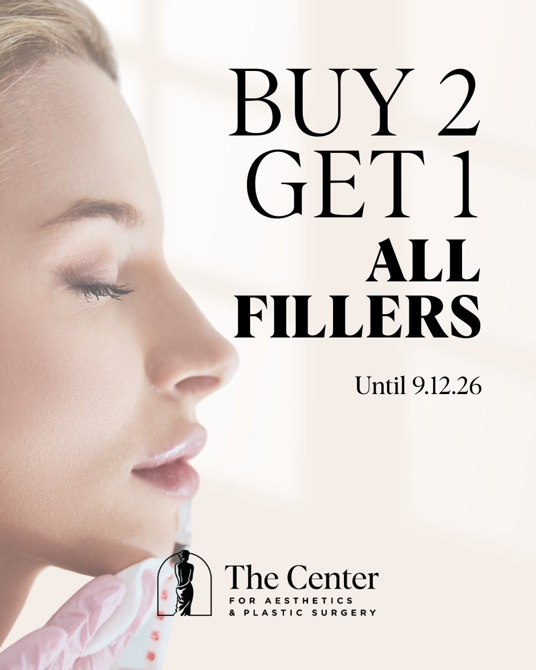 Instagram post by Dr. Todd M. Van Ye: 🚨 Now through 9.12.26 ALL FILLER at The Center is Buy 2 Get 1 🚨 Take advantage while it lasts and give us a call to get scheduled today! �…
